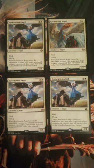 X 4 Restoration Angel Mtg Magic The Gathering Rare Card X4