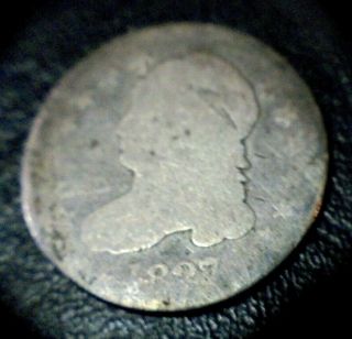 Rare Key Date Capped Bust 1827 10c Silver Dime 1/10 Dollar Coin Date
