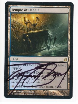 Mtg Temple Of Deceit Theros Rare Signed By Artist Raymond Swanland Lp