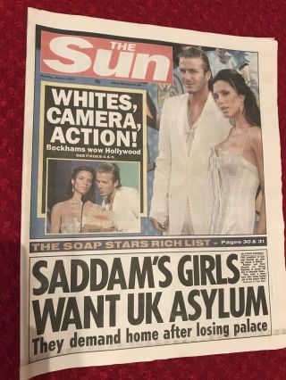 Victoria David Beckham Spice Girls Rare Uk Sun Newspaper 2003