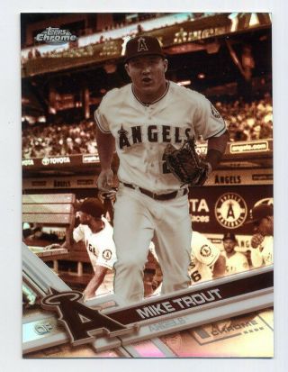 2017 Topps Chrome Mike Trout Rare Sepia Refractor Parallel 200 Anaheim Angels