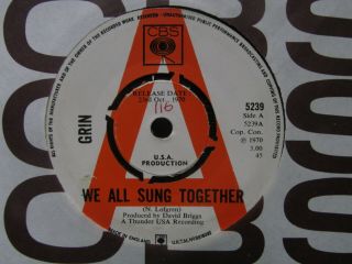 Grin - We All Sung Together 1970 Rare Uk Cbs Demo/promo (nils Lofgren)