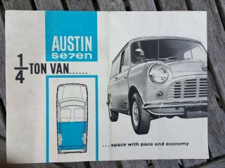 Very Rare Austin Seven Mini Van Classic Car Brochure In.