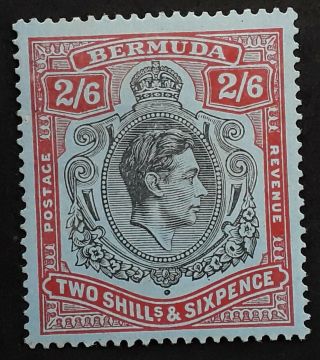 Rare 1943 Bermuda 2/6 - Orange & Plae Blue Kgvi Definitive Stamp