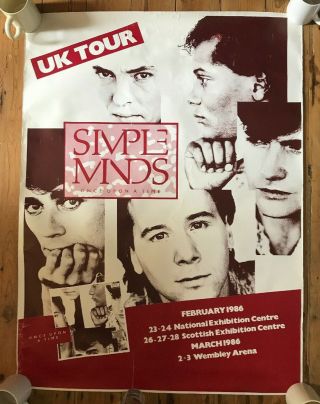 Rare Simple Minds 1986 Concert Poster And Birmingham Nec Ticket Stub Uk Tour