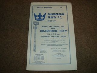Rare Gainsborough Trinity V Bradford City Opening Of Floodlights 24th Feb 1969