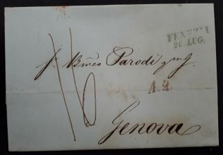 Rare 1848 Italy Folded Letter Sent From Venezia To Genova