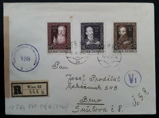 Very Rare 1948 Austria Censor Registd Cover Ties 3 Künstlerhaus Stamps Canc Wien