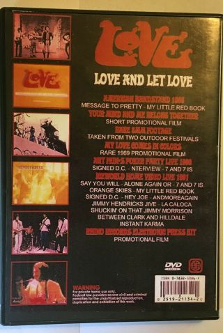 LOVE Love and Let Love DVD Arthur Lee Live Performances,  Rare footage Interviews 3