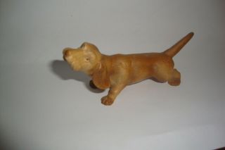 Rare Small Vintage Carved Wooden Figure Of A Dachshund Dog