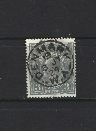 Wa Western Australia Postmark Denmark 3b In 19 On Kgv 3d Blue 1924 Rare 1 - 2
