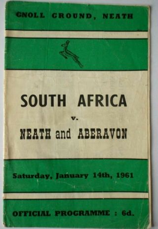 Neath & Aberavon V South Africa 1960 Rare Rugby Union Programme