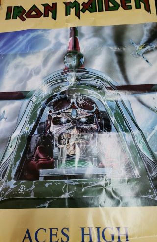 Rare Vtg 1986 Iron Maiden Aces High Heavy Metal Hard Rock Band Poster Eddie