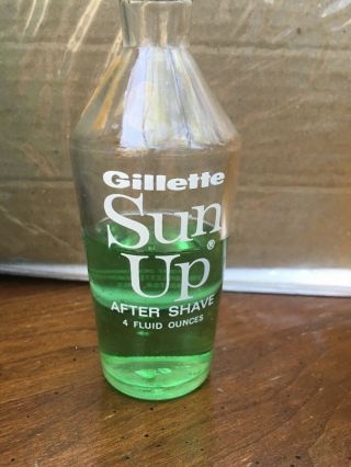 Vintage Gillette SUN UP AFTERSHAVE 4 Fluid Oz Glass Bottle Rare Half Full 3