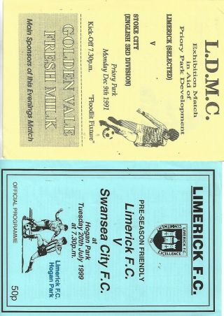 2 Rare Limerick Homes 91/2 Stoke City And 99/00 Swansea