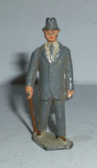 T & B Vintage Lead Rare Prewar 45mm Man With Walking Stick - 1930 
