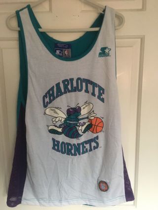 Charlotte Hornets Nba Shirt Starter Size Large Basketball Vintage Rare
