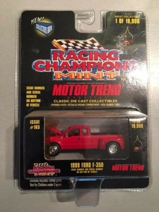 Rare 1998 Racing Champions Motor Trend Red 1999 Ford F - 350 Dually Pickup