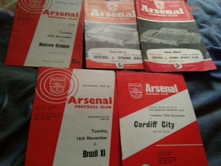Arsenal Friendly Programmes 1960s Rare.
