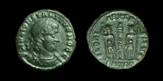 Constantius Ii As Caesar (soldiers & Standards) Thessalonica Ric Rarity: R1 Rare