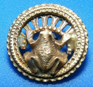 Rare Antique Small Brass Frog Button