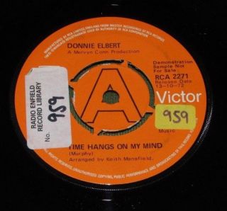 Donnie Elbert Time Hangs On My Mind 1st Uk Rca 1972 Rare Soul Demo 45 "