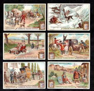 Liebig Card Set Street Scenes Rare German 1904 Cycling Car Highway Robbery Roman