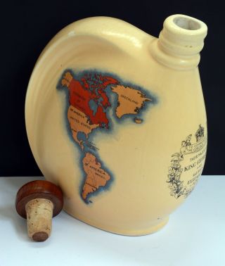 Rare Vintage Staffordshire Pottery King George Vi Coronation Emu Wine Flask