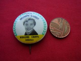 A Rare 1956 Melbourne Olympic Games Pin Badge " Winsome Cripps " Athletics