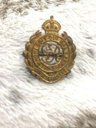 Rare Ww1 Royal Engineers Brass Cap Badge