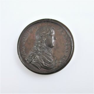 17th Century Rare Louis Xiv & Anna Of Austria Bronze Medallion | 28.  75mm | 7.  7g