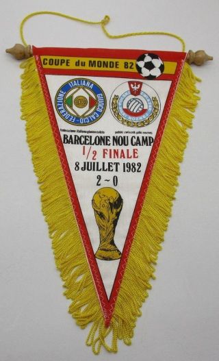 Very Rare Vintage Italy V Poland 1982 Fifa Football World Cup Semi - Final Pennant