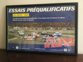Rare Framed Le Mans 24 Hour Prequalifiers Publicity Poster,  April 1996