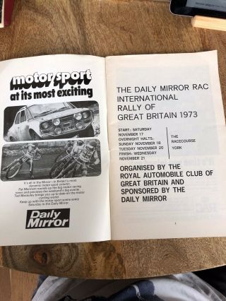 Daily Mirror Rally Of Great Britain Programme,  1973 Rare,