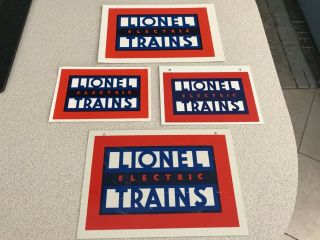4 Rare Lionel Train Dealer Double Sided Tin & Other Signs Old Stock
