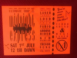 Midnight Express @ Unknown Venue,  Private Party Rare Rave Flyer Flyers 1989