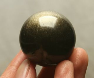 50g Golden Natural Cats Eye Obsidian Quartz Crystal Sphere Ball Rare