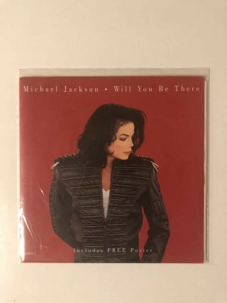 Michael Jackson Will You Be There 7” Single Poster Bag Rare Holland 1991