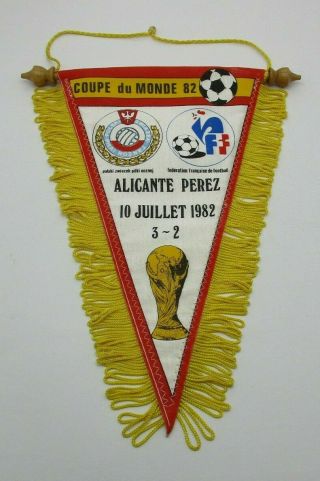 Very Rare Vintage Poland V France 3rd Place Match 1982 Fifa World Cup Pennant