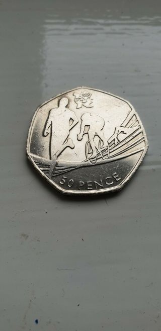 London 2012 Royal Olympic Triathlon 50p Coin Circulated Very Rare