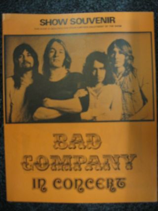 Bad Company In Concert.  Very Rare 1977 Uk Tour Program.