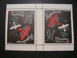 Cinderella Poster / Stamp Aviation 1932 Repulonop Matyarfoldon Rare Pair