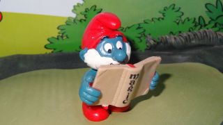 Smurfs Magic Spell Book Papa Smurf Wizard 20174 Vintage Very Rare Figurine 2