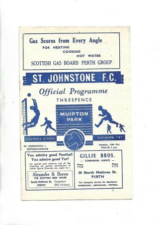 19/10/55 Very Rare Division B League St Johnstone V Stenhousemuir
