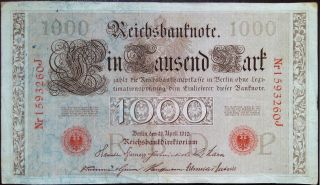 Germany Reichsbanknote - 1000 Mark - Year 1910 - Rare - Goldmark