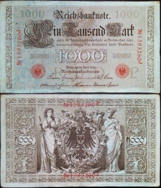 Germany Reichsbanknote - 1000 mark - year 1910 - rare - Goldmark 3