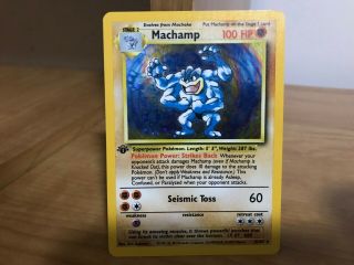Pokemon Card Machamp 1st Edition Base Set Rare Holo 8/102 In