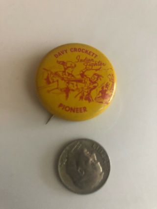 Vintage Davy Crockett Indian Fighter Pinback Button - Rare