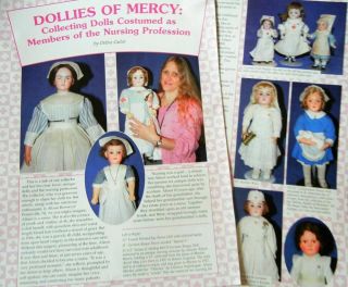 6p History Article,  Color Pics - Rare Antique Nurse Dolls