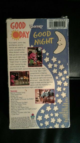 Barney Good Day,  Good Night VHS,  1997 RARE VINTAGE COLLECTIBLE never seen on TV 4